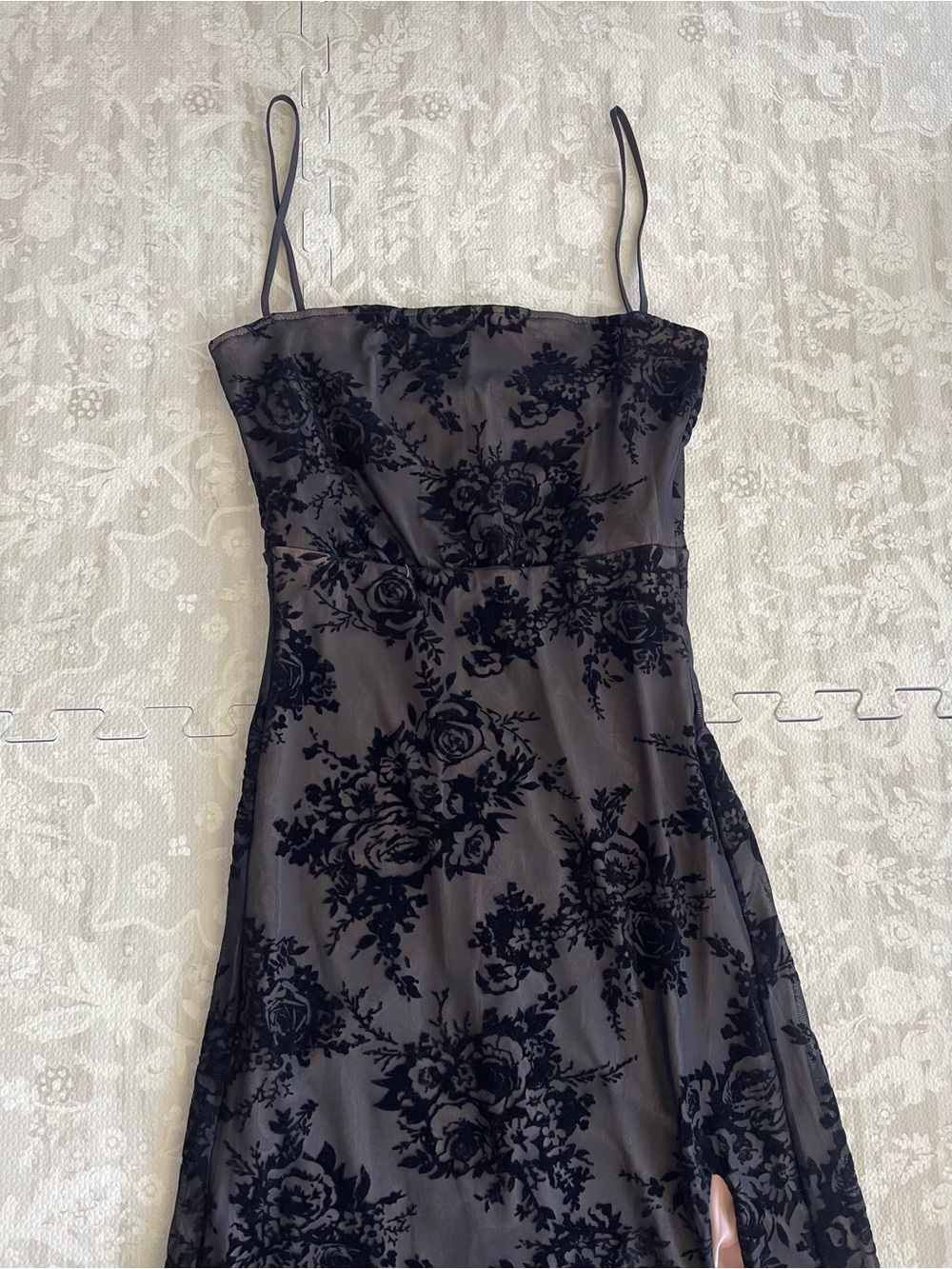 Widow Dollskill Black Floral Burnout Velvet Floral Slip Dress - Women